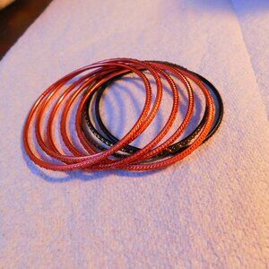 5 BRONZE colored AND 3 BLACK colored BANGLES